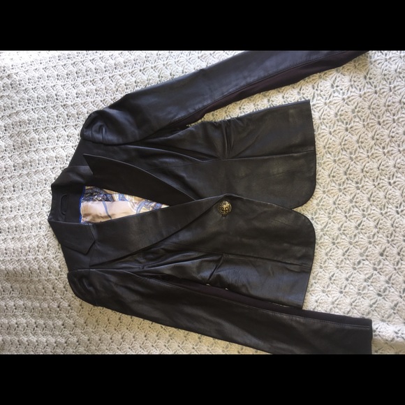 LEIFSDOTTIR LEATHER JACKET BROWN BLAZER - Picture 7 of 7